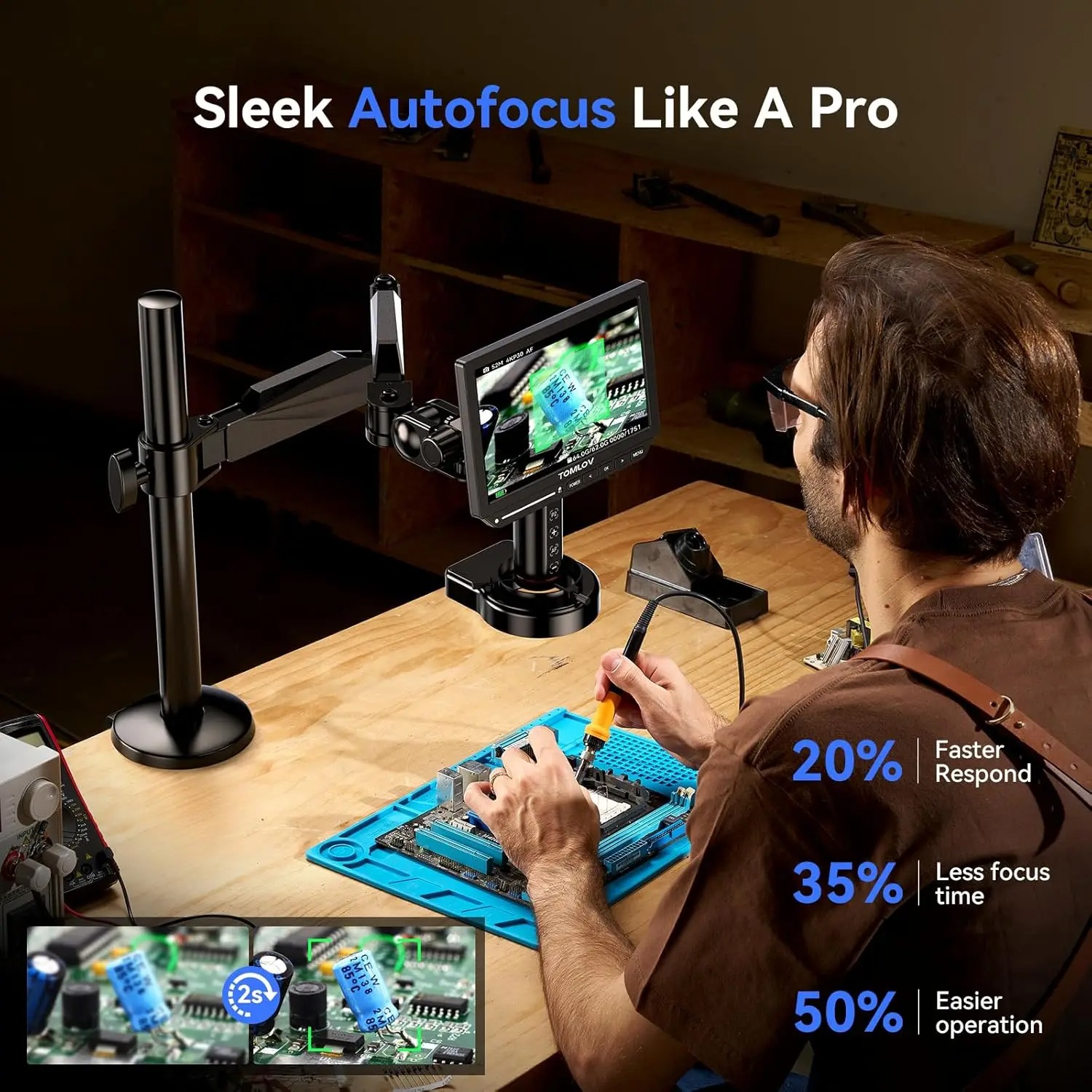 TOMLOV 4K Autofocus Digital Mi - Electronics Repair Microscope 评论和价格