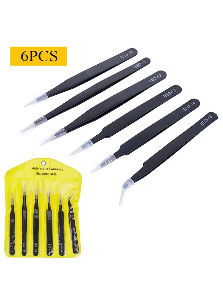 6pcs Precision Tweezers Set ES - Electronics Repair Tool Kit 评论和价格