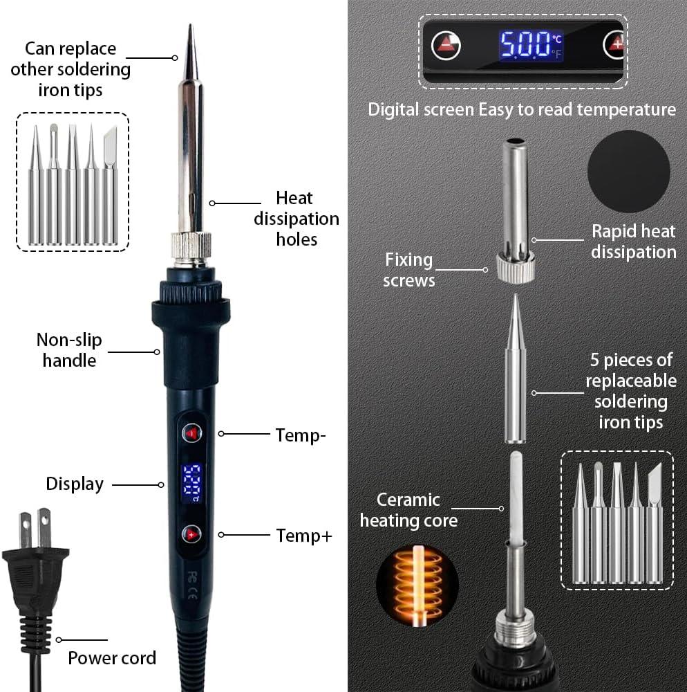 80W Soldering Iron Kit with LC - Electronics Repair Tool Kit 评论和价格